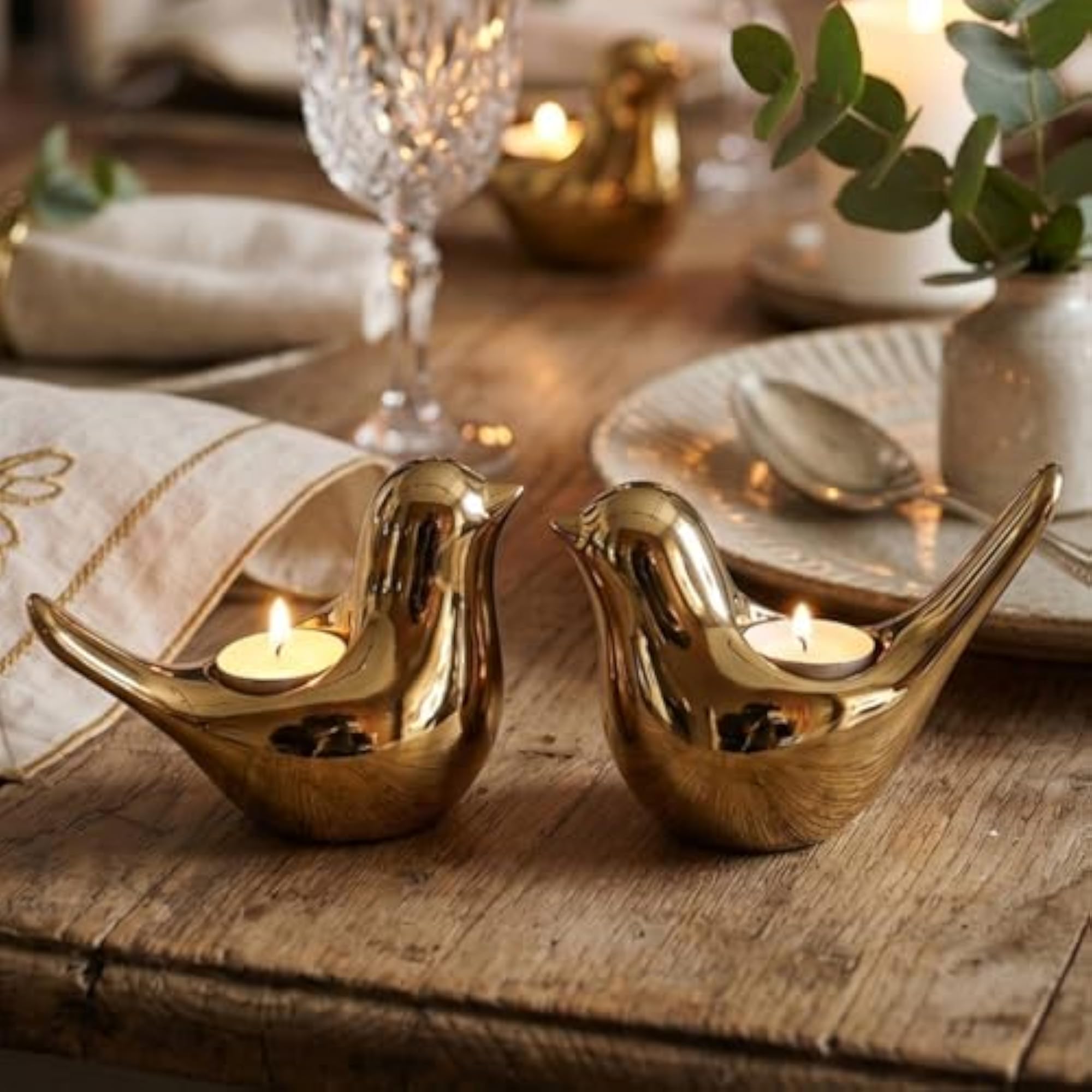 Compact Bird-Shaped Candle Holder Decorative Mirror Finish